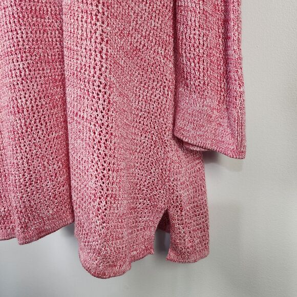 Chico's Women Sweater Size 3 XL Coral Pink Open Stitch Knit Pullover Long Sleeve - Picture 6 of 11